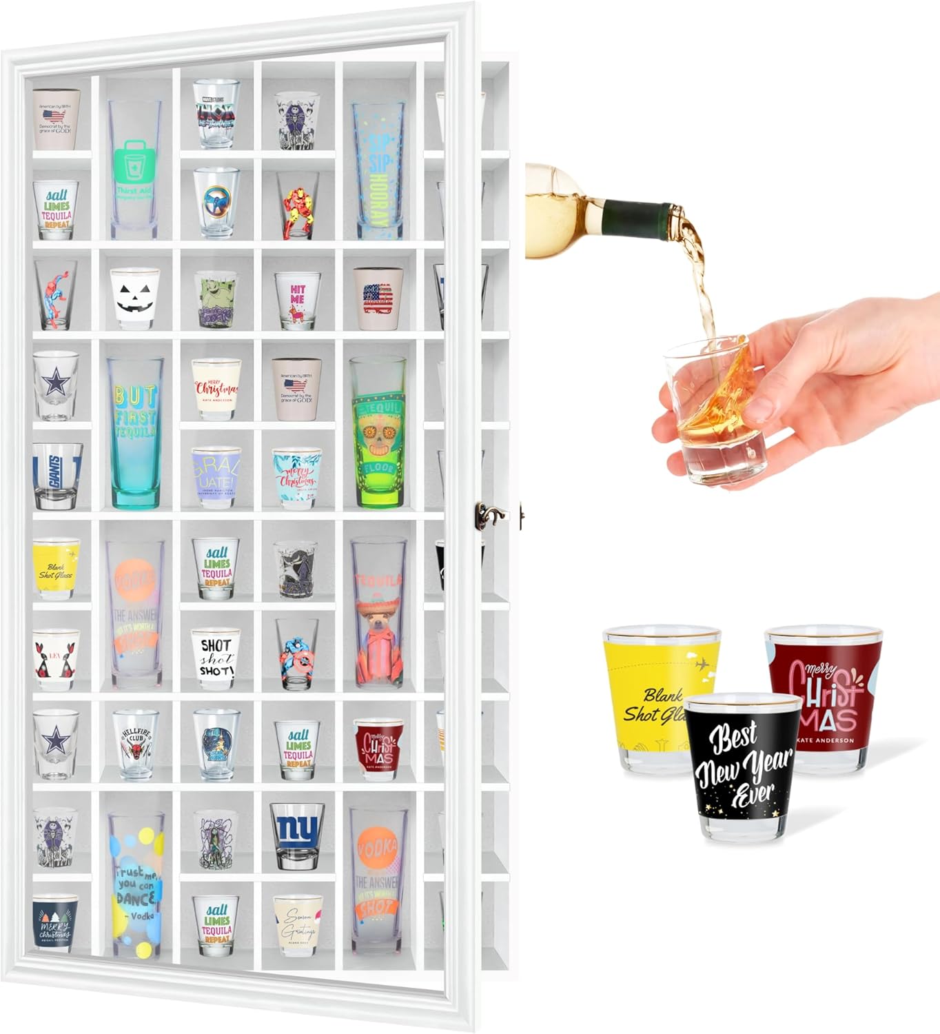 Collectible Collection - Solid Wood Shot Glass Display Cabinet