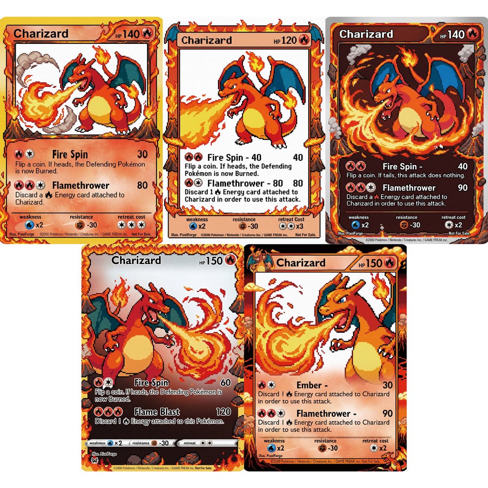 Vintage And Collectible Toys - 5Pcs Pokemon Cards Charizard Game Boy