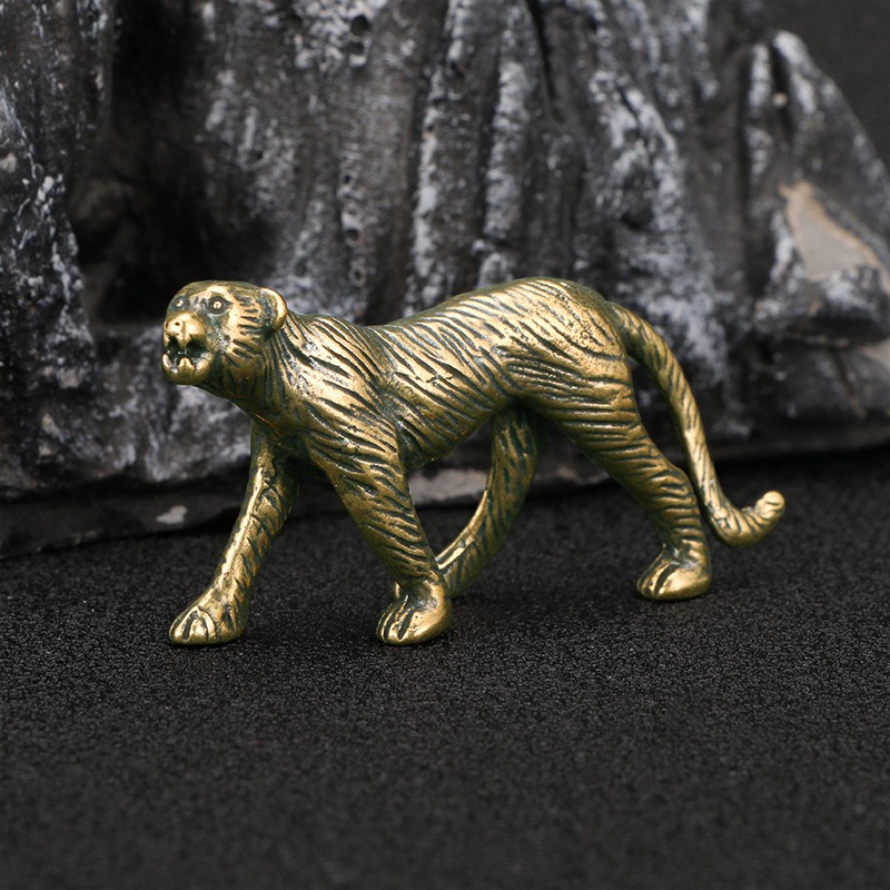 Vintage Collectible Christmas Ornaments - 1PC Antique Finish Brass Jungle Leopard