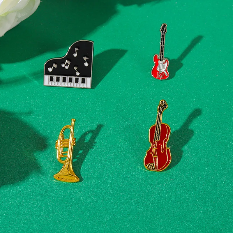 Collectible Vintage Brooches - Musical Instrument Enamel Lapel Pin Collecting