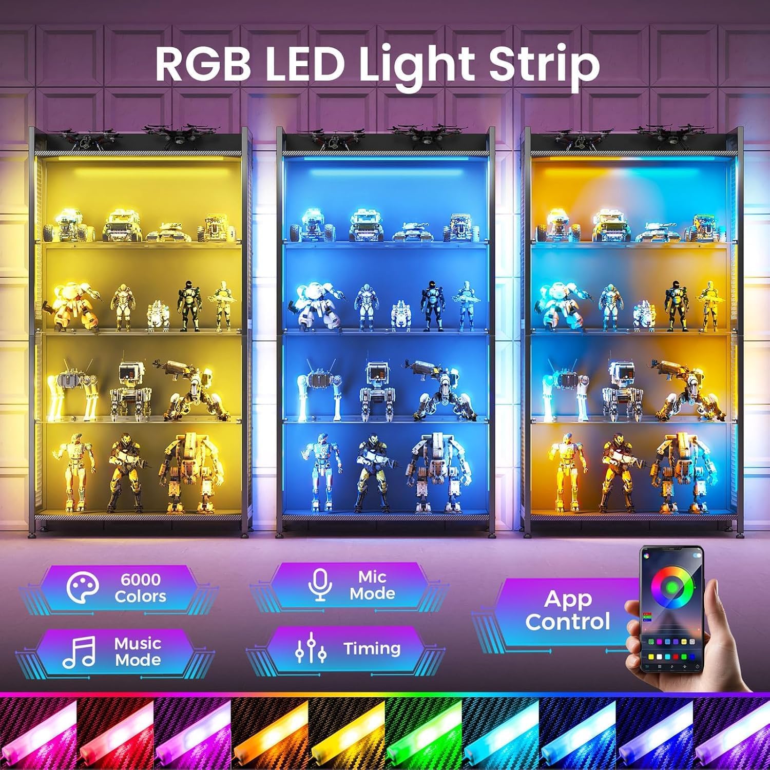 LED Display Case with Glass Sh - Collectible Collection ulasan dan harga