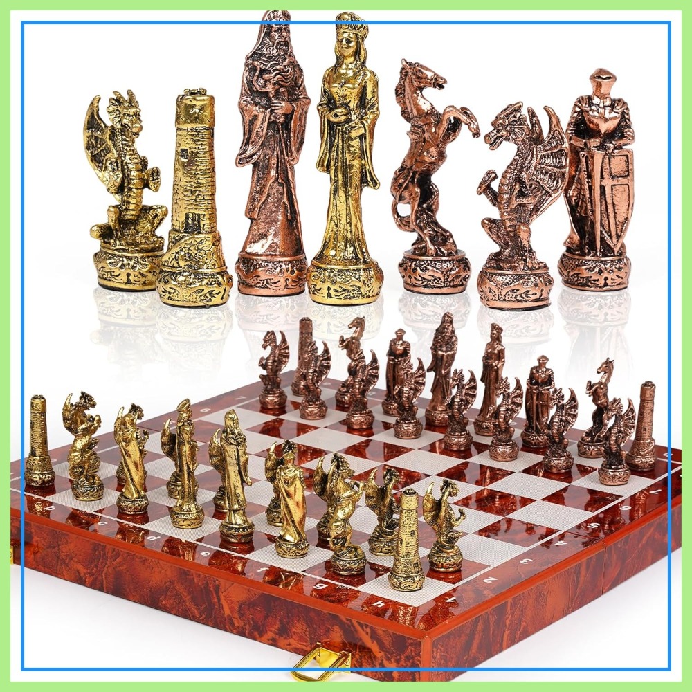 Vintage Metal Chess Set with 1 - Vintage Collectible Board Games ulasan dan harga