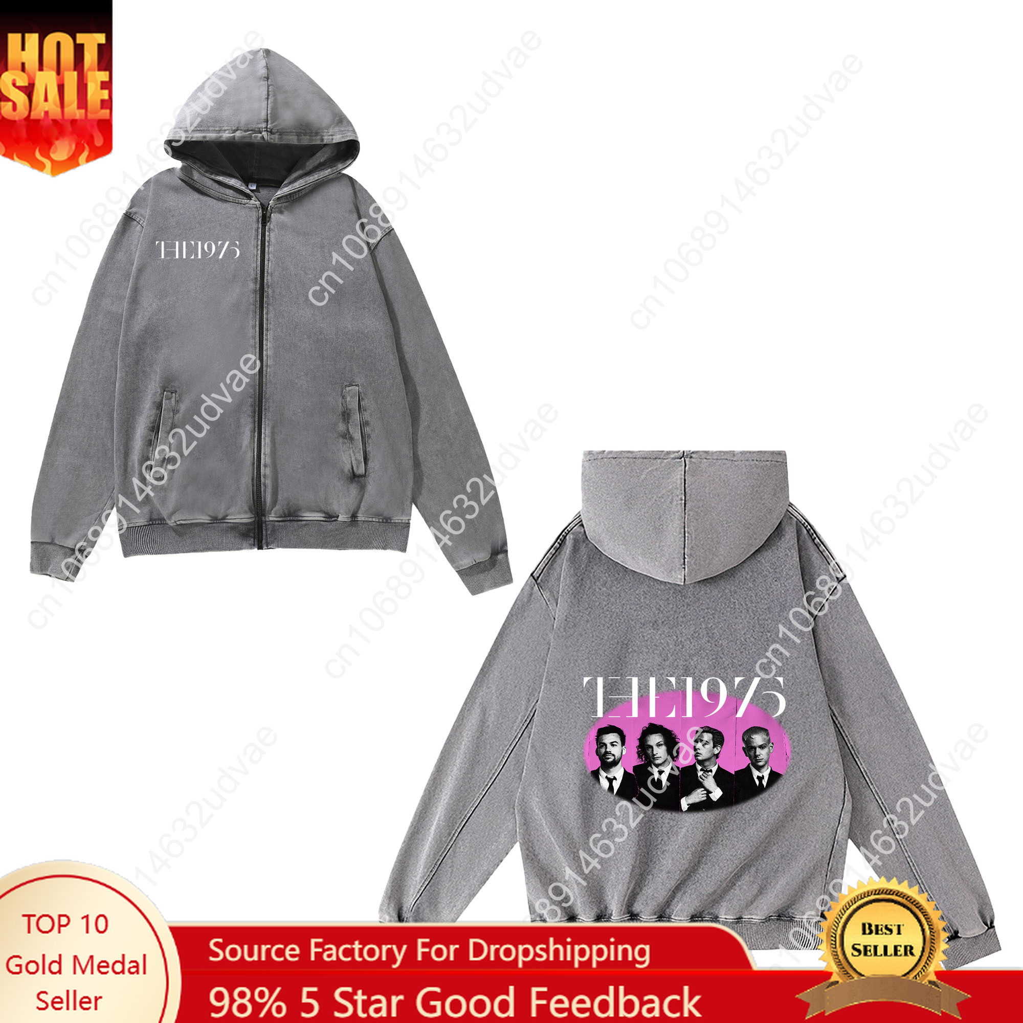 The 1975 Zipper Sweatshirt Man - Vintage Zip Hoodie ulasan dan harga