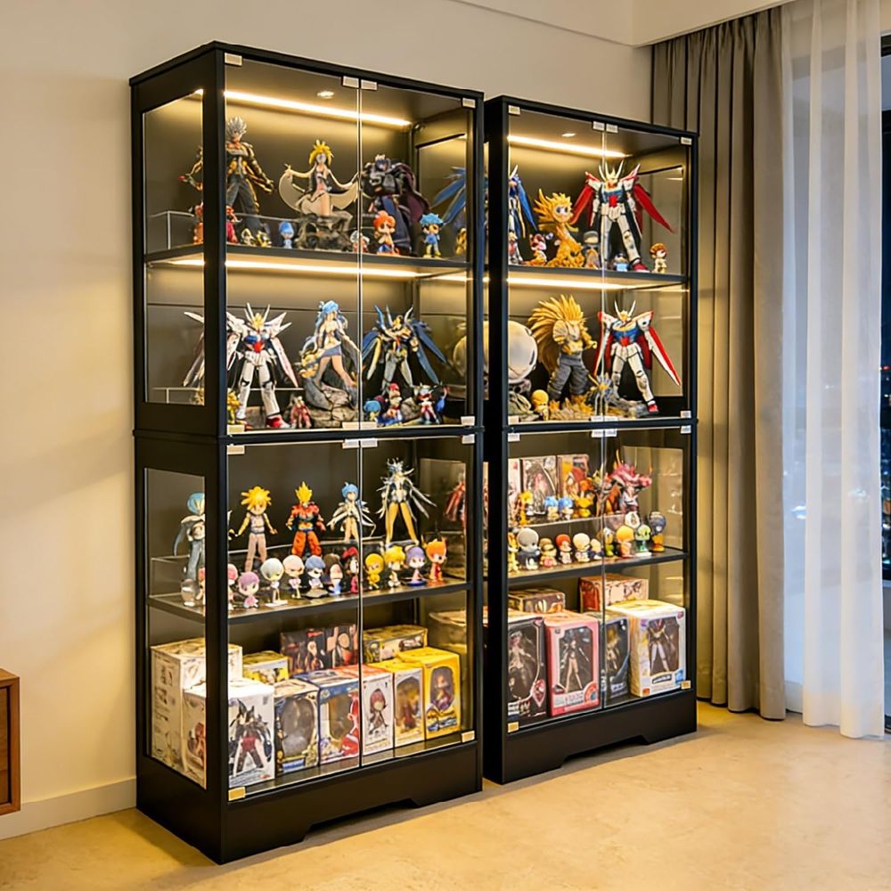Dual-Tier Glass Display Cabine - Collectible Collection ulasan dan harga