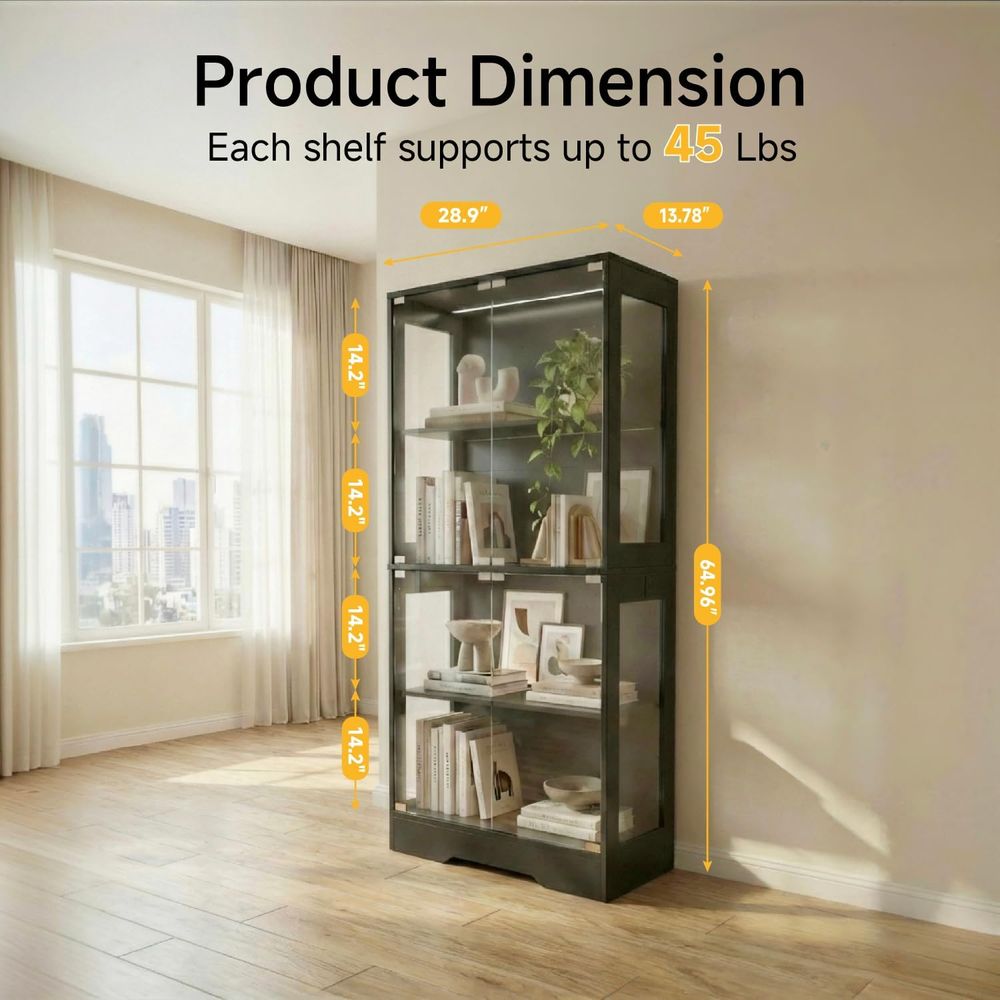 Dual-Tier Glass Display Cabine - Collectible Collection ulasan dan harga