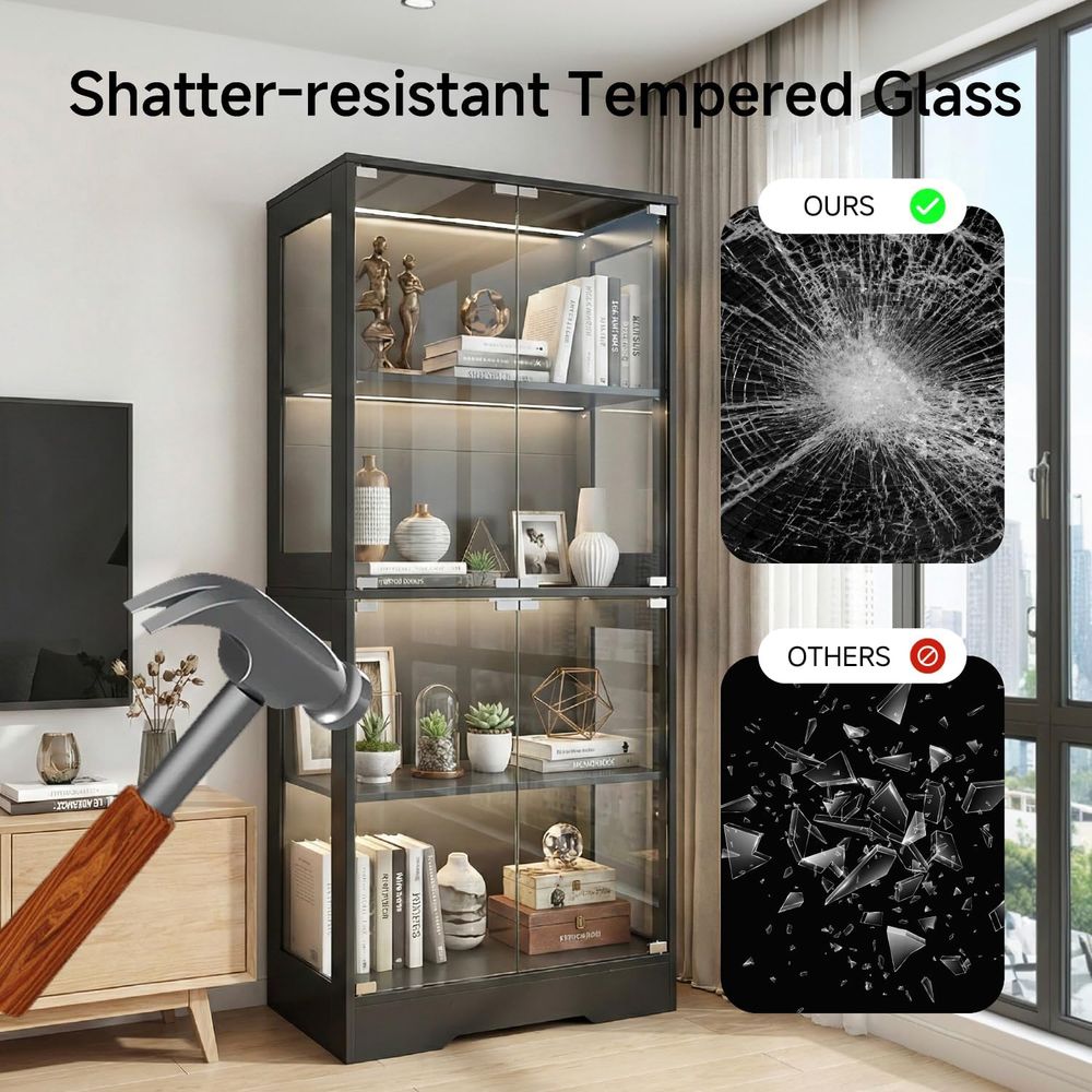 Dual-Tier Glass Display Cabine - Collectible Collection ulasan dan harga
