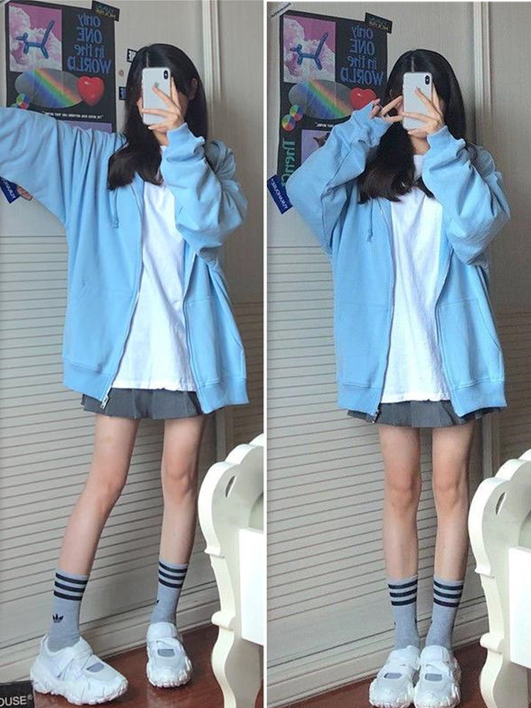Oversized Hooded Sweatshirts K - Vintage Zip Hoodie ulasan dan harga