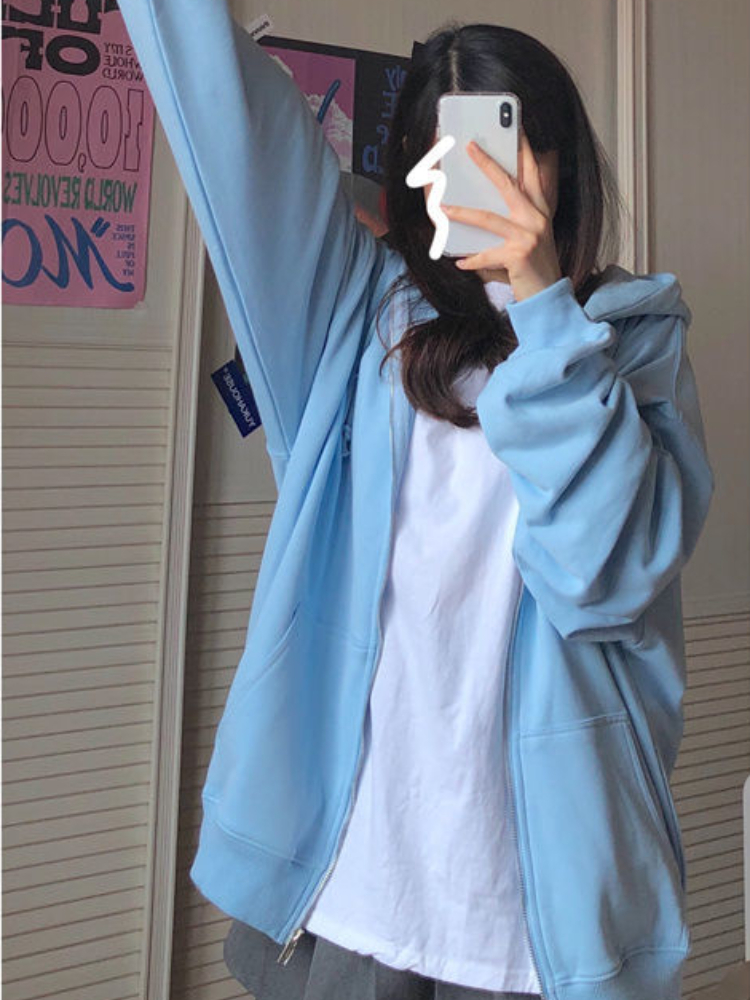Oversized Hooded Sweatshirts K - Vintage Zip Hoodie ulasan dan harga