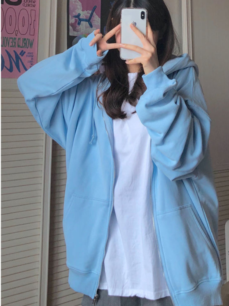 Oversized Hooded Sweatshirts K - Vintage Zip Hoodie ulasan dan harga