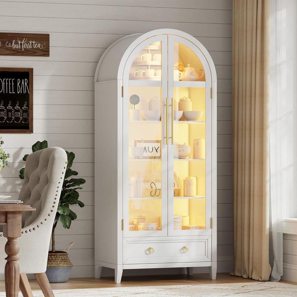4-Tier Glass Display Cabinet,  - Collectible Collection ulasan dan harga