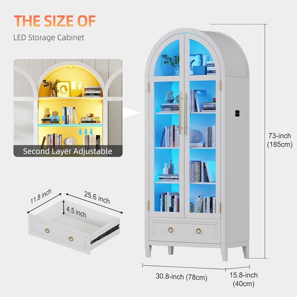 4-Tier Glass Display Cabinet,  - Collectible Collection ulasan dan harga