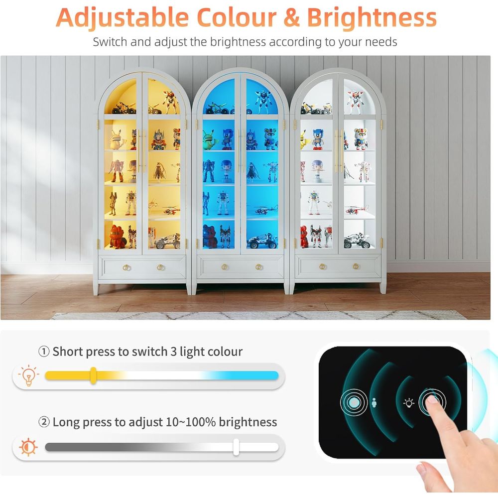 4-Tier Glass Display Cabinet,  - Collectible Collection ulasan dan harga
