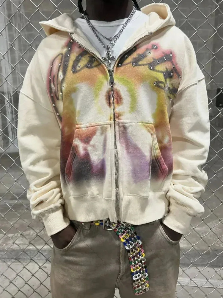 American Retro Autumn And Wint - Vintage Zip Hoodie ulasan dan harga