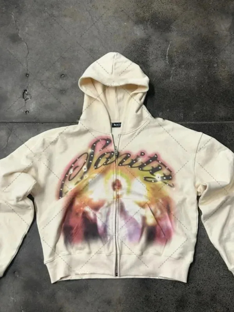 American Retro Autumn And Wint - Vintage Zip Hoodie ulasan dan harga