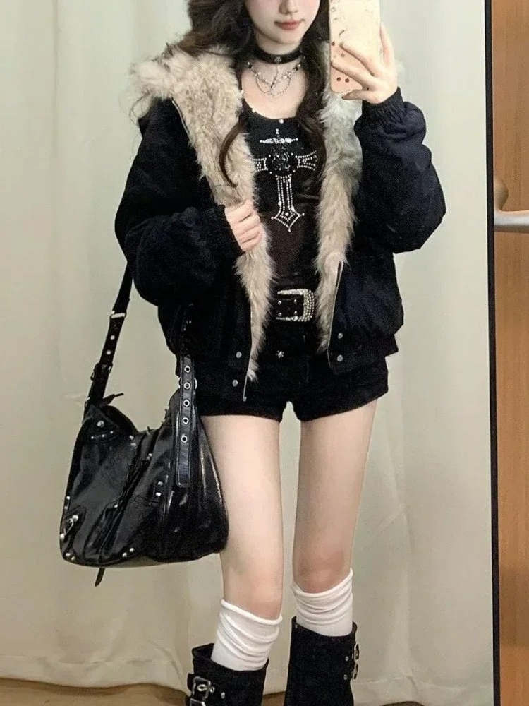 Y2k Gothic Vintage Black Zip U - Vintage Zip Hoodie ulasan dan harga