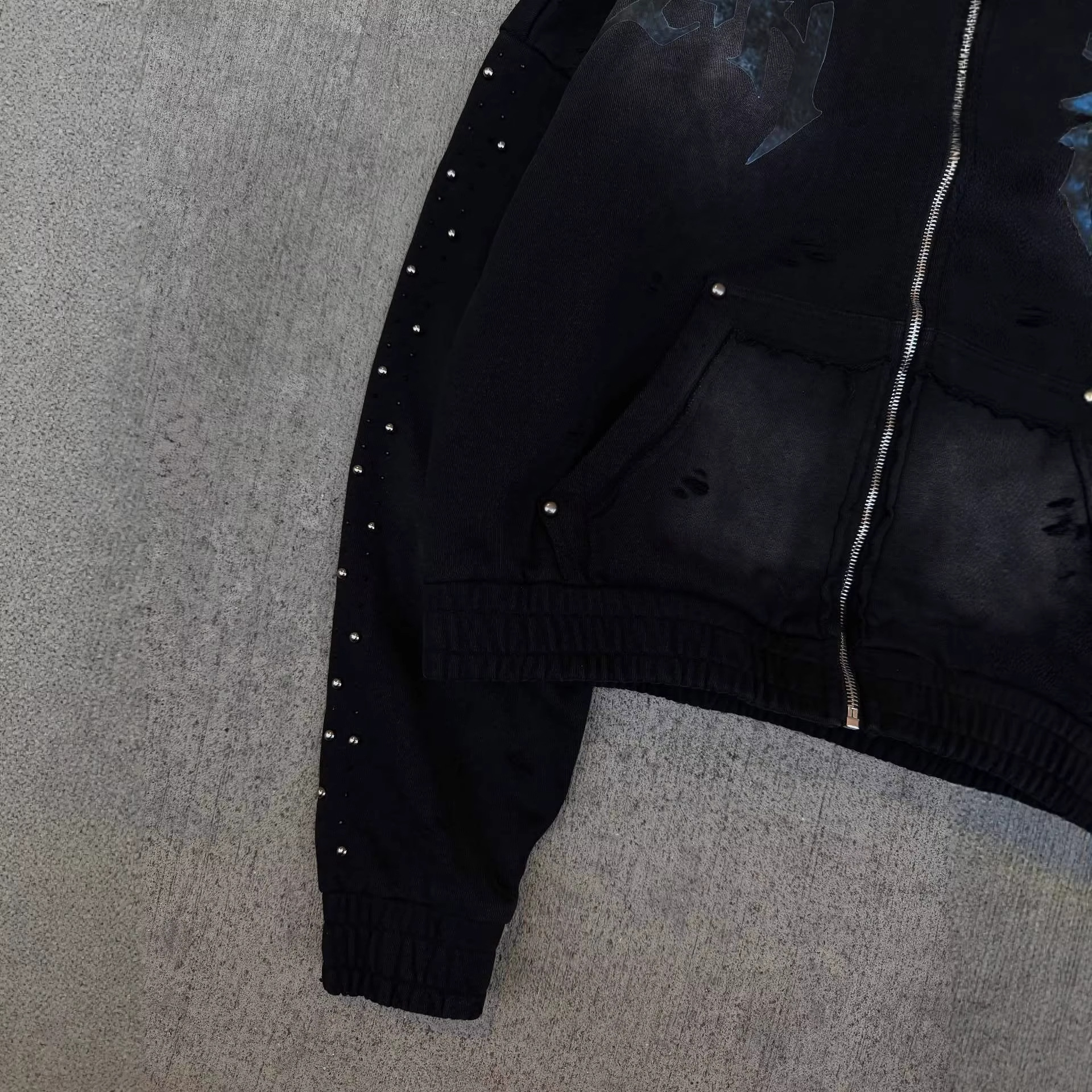 Retro Street Style Rhinestone  - Vintage Zip Hoodie ulasan dan harga