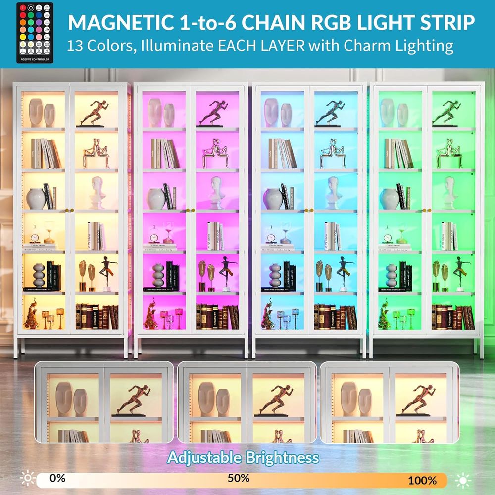 67 6-Tier Glass Curio Cabinet  - Collectible Collection ulasan dan harga