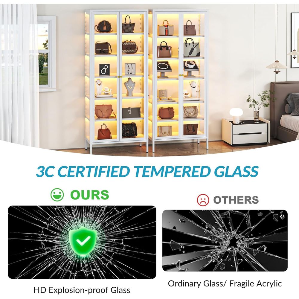 67 6-Tier Glass Curio Cabinet  - Collectible Collection ulasan dan harga
