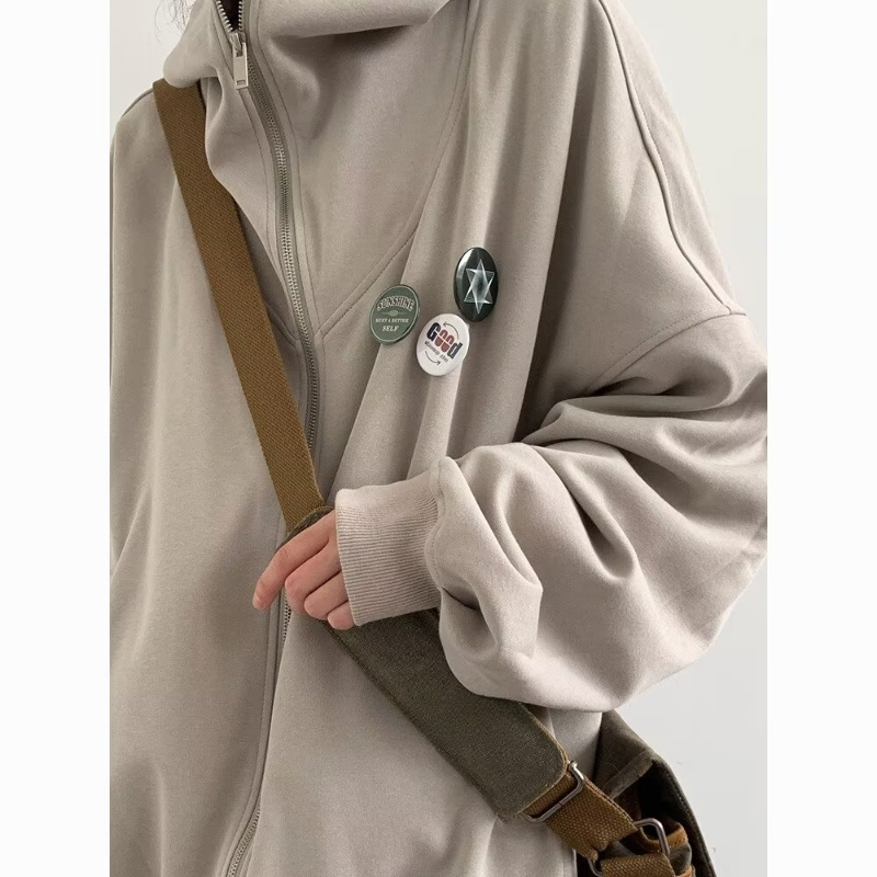 Autumn College Casual Set Men  - Vintage Zip Hoodie ulasan dan harga