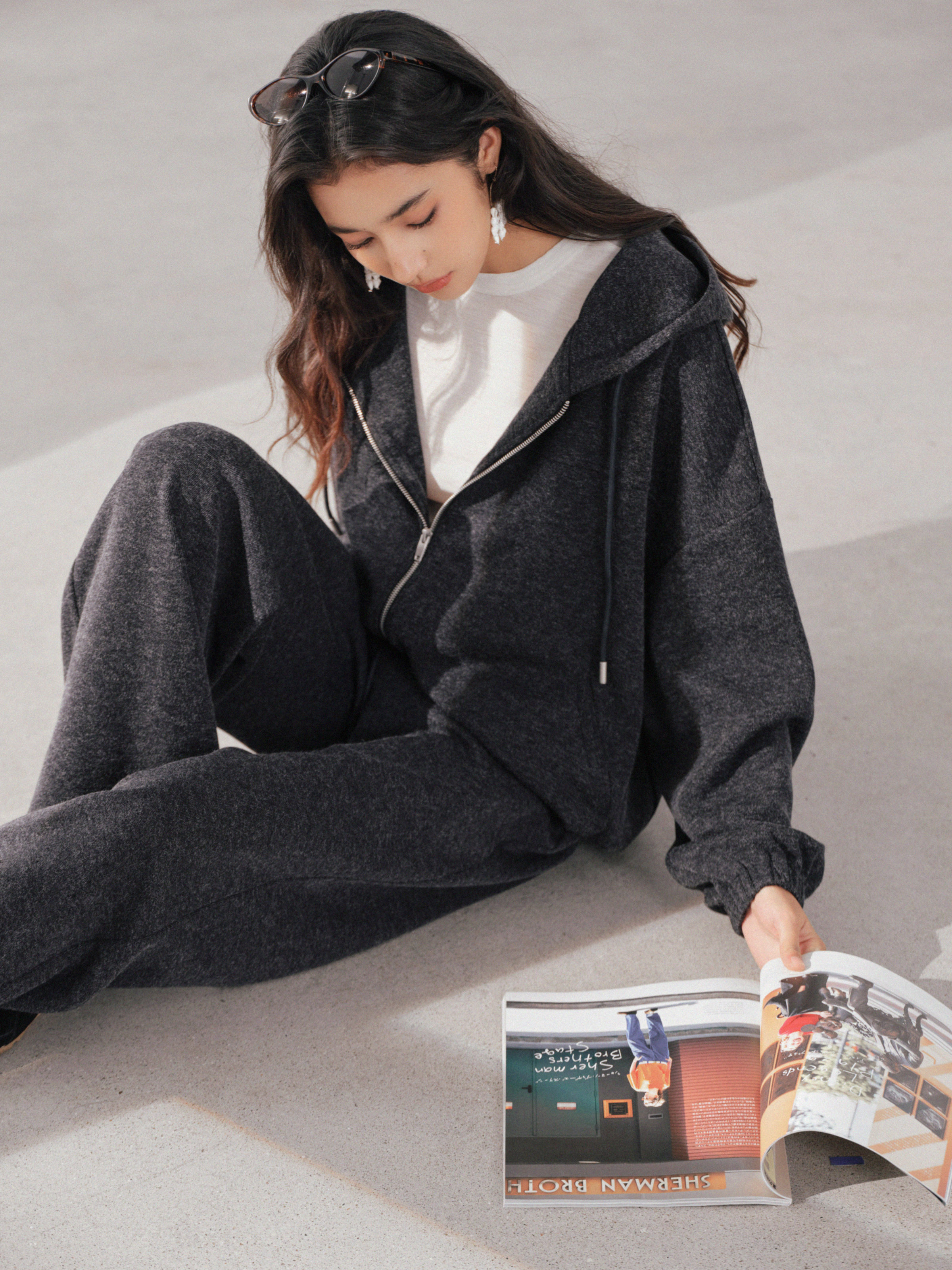 Vintage Loose Fit Hoodie Jacke - Vintage Zip Hoodie ulasan dan harga