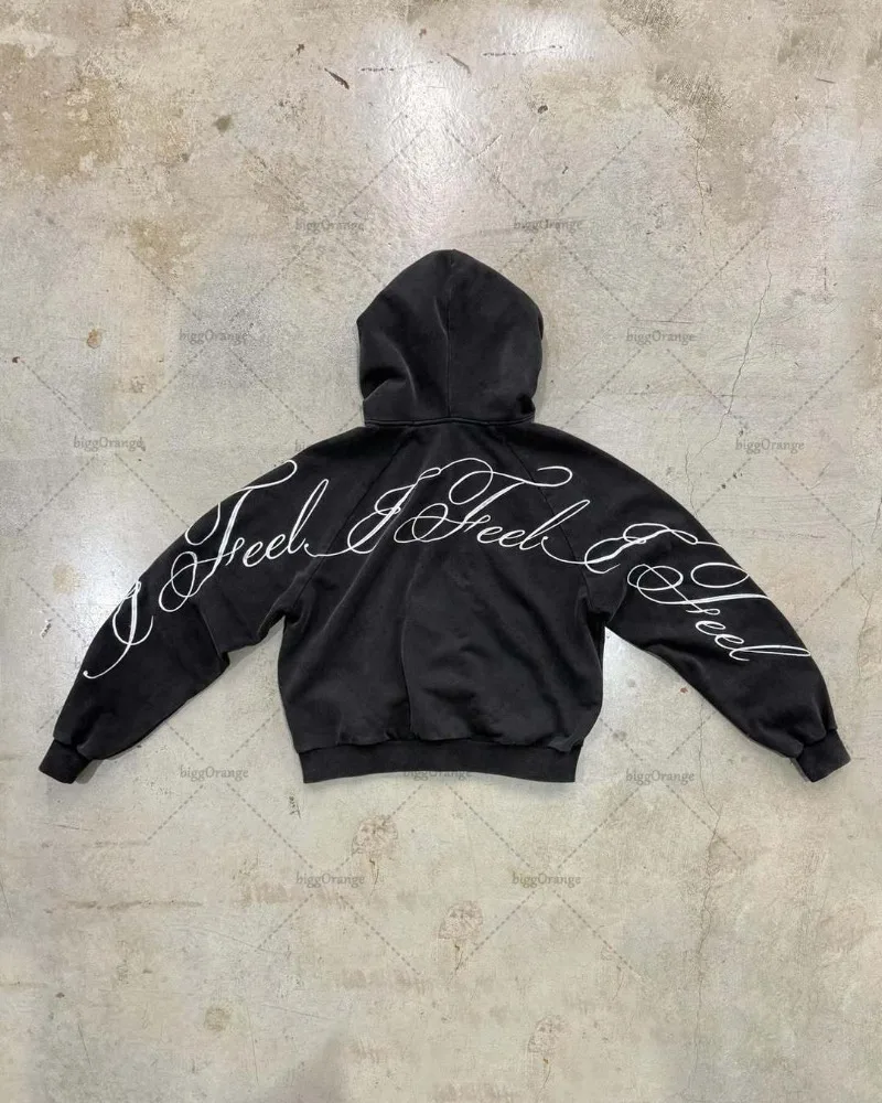Y2K harajuku Gothic Letter Pri - Vintage Zip Hoodie ulasan dan harga