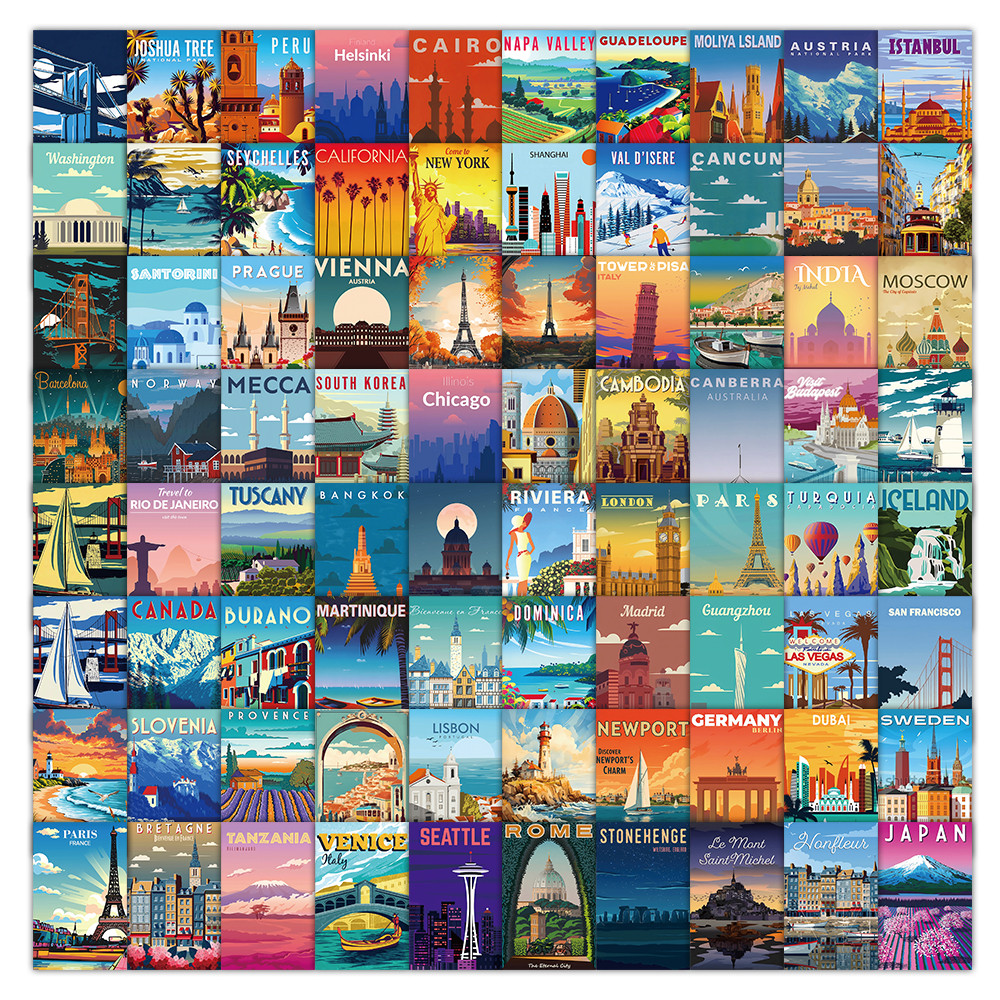 108 Pcs Scenic Landscape Stamp - Vintage And Collectible Stores ulasan dan harga