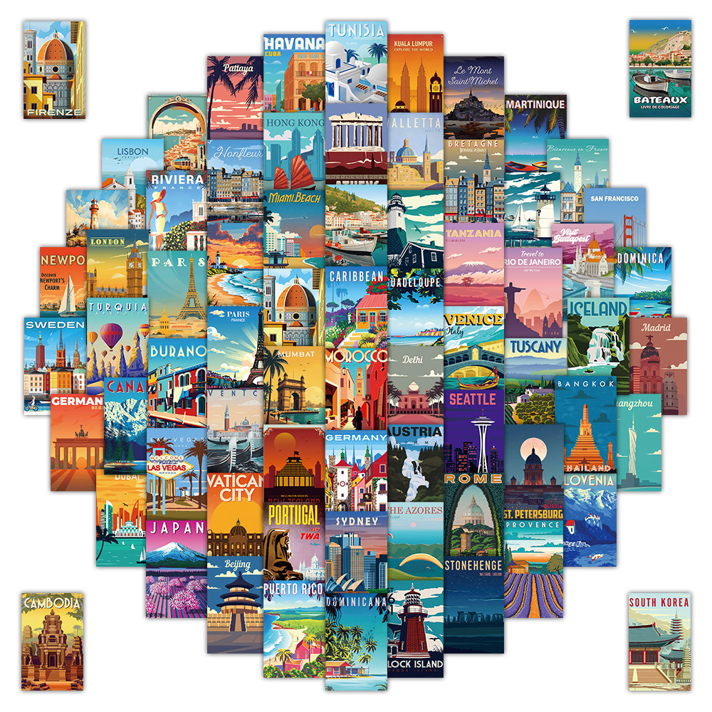 108 Pcs Scenic Landscape Stamp - Vintage And Collectible Stores ulasan dan harga