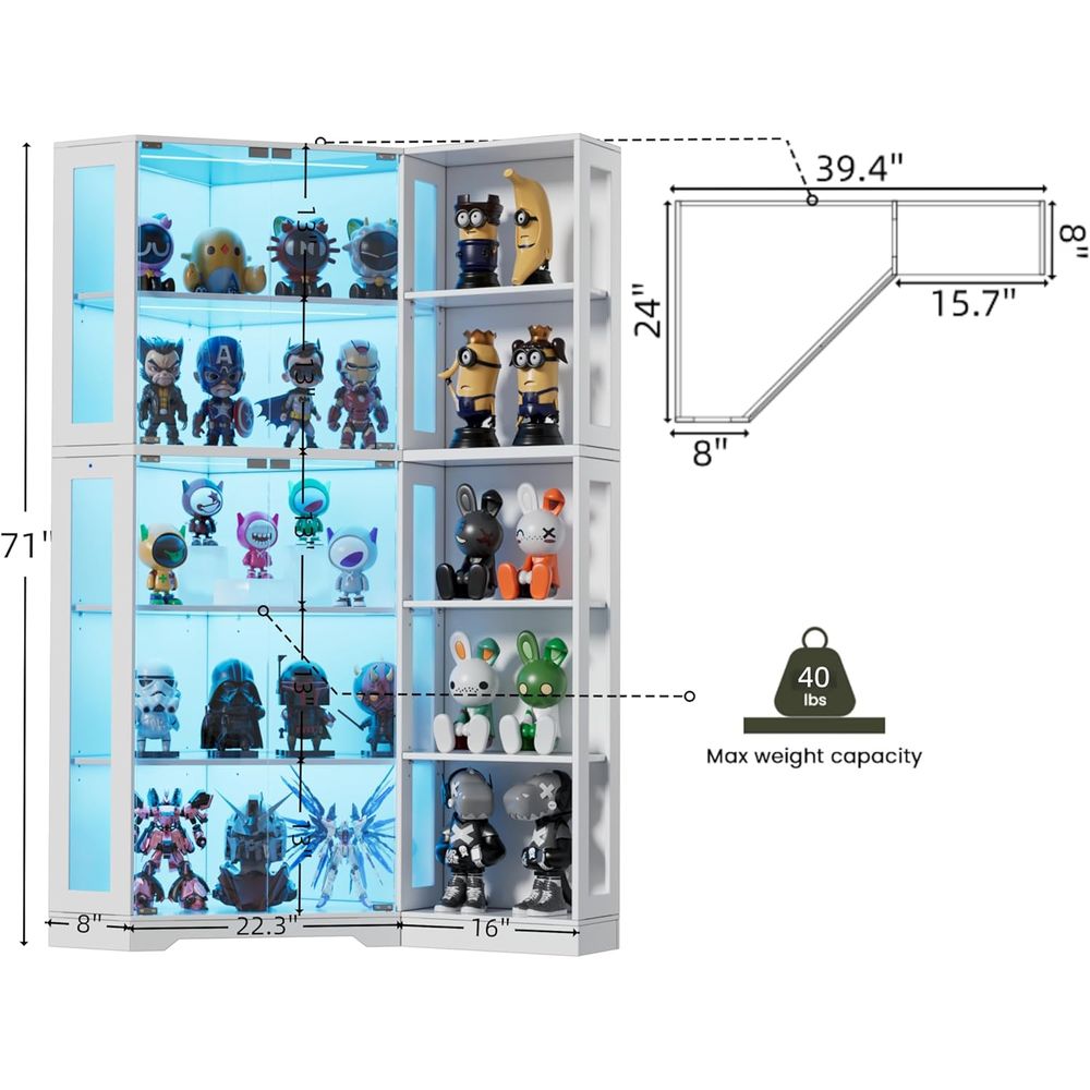 5-Tier Glass Display Cabinet w - Collectible Collection ulasan dan harga