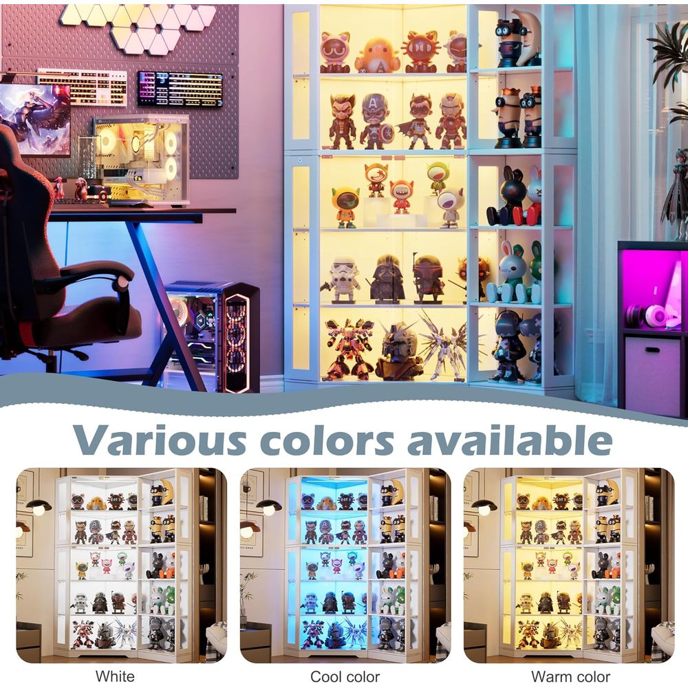 5-Tier Glass Display Cabinet w - Collectible Collection ulasan dan harga