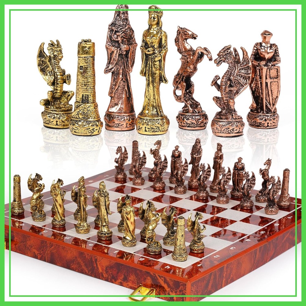 Vintage Metal Chess Set with 1 - Vintage Collectible Board Games ulasan dan harga