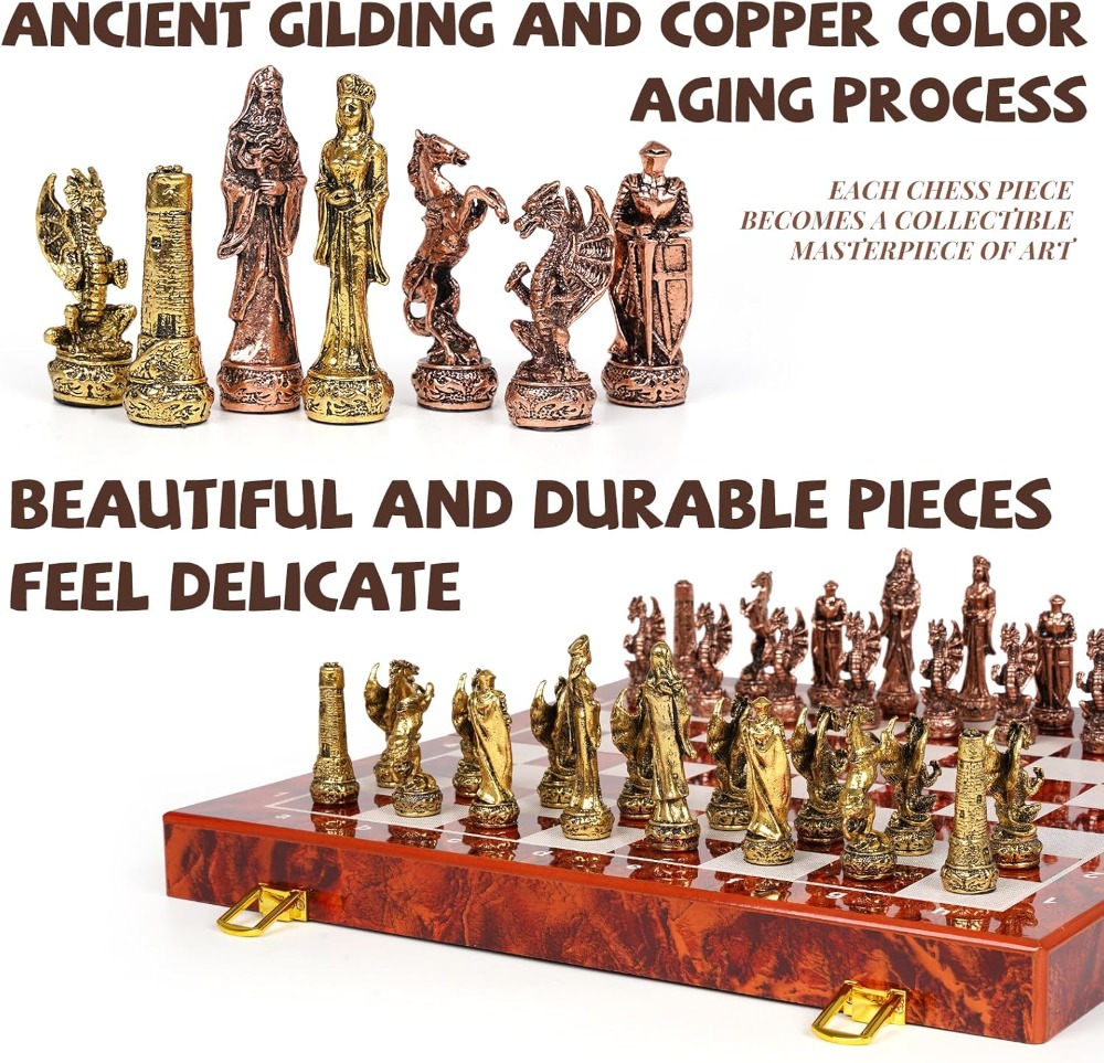 Vintage Metal Chess Set with 1 - Vintage Collectible Board Games ulasan dan harga