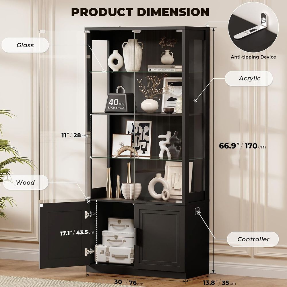 67 4-Tier Glass Display Cabine - Collectible Collection ulasan dan harga