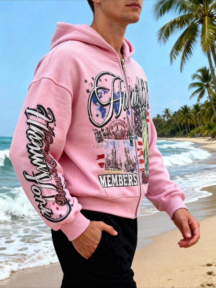 Pink Oversized Zip-Up Hoodie w - Vintage Zip Hoodie ulasan dan harga