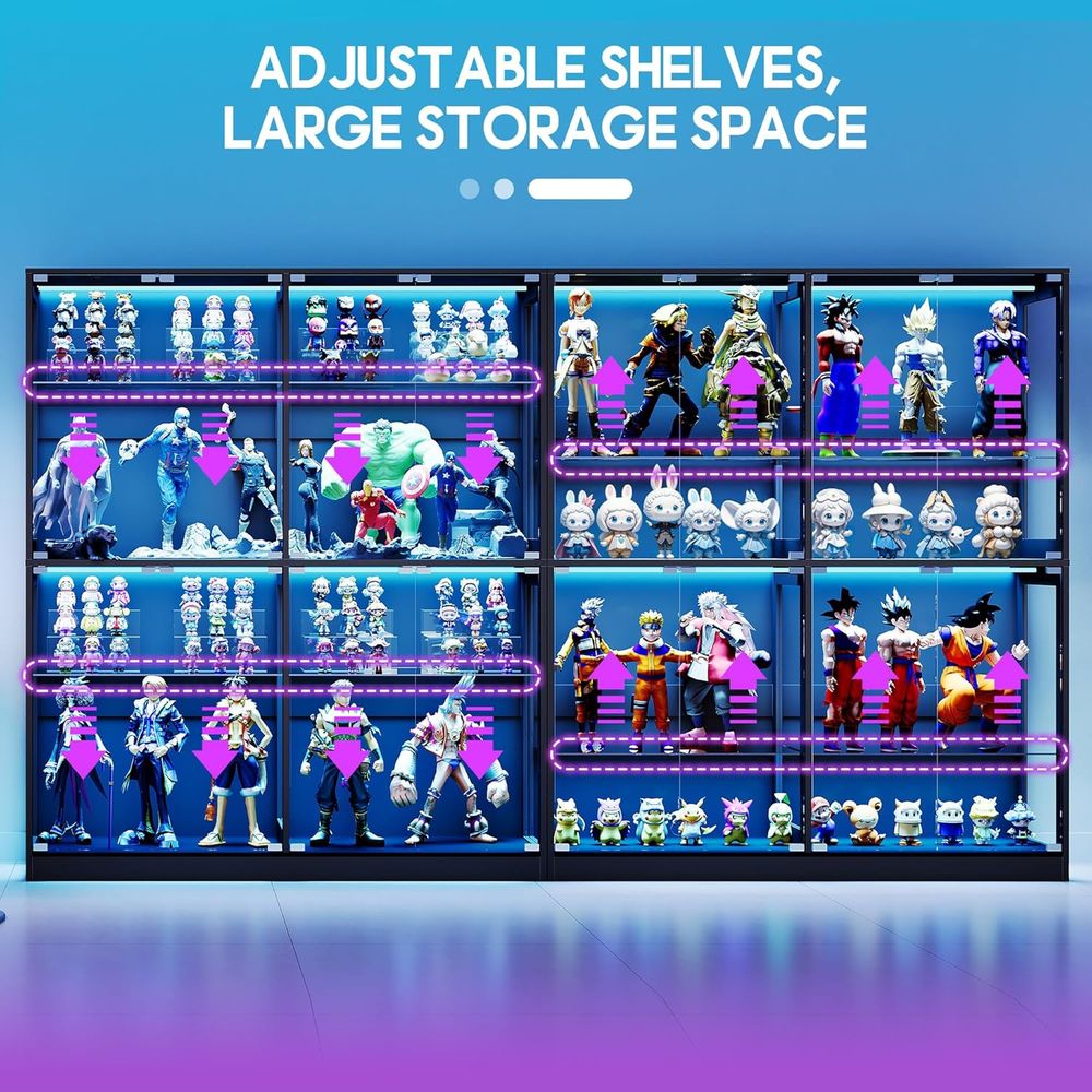 4-Tier LED-Lit Glass Shelf Cab - Collectible Collection ulasan dan harga