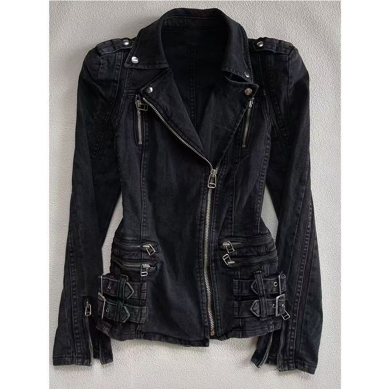 Gothic Black Slim Double Zippe - Vintage Zip Hoodie ulasan dan harga