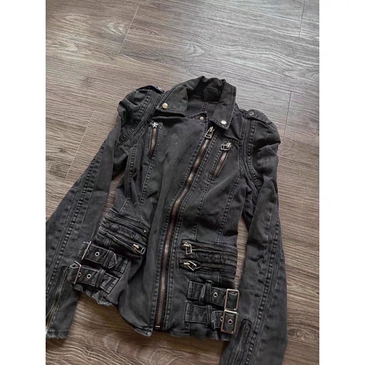 Gothic Black Slim Double Zippe - Vintage Zip Hoodie ulasan dan harga