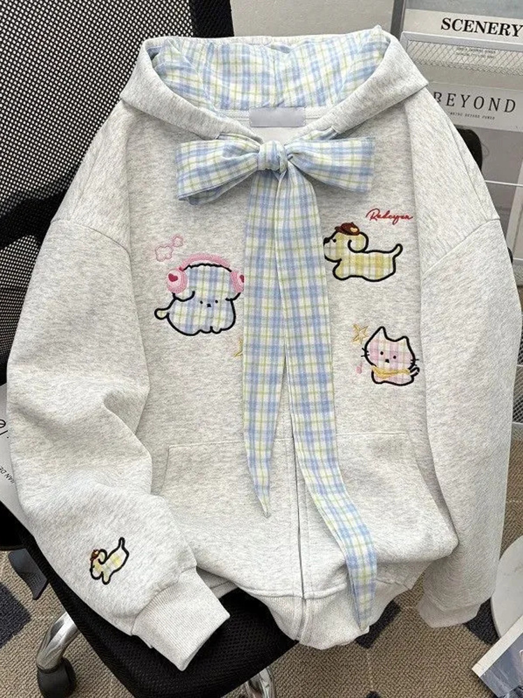 Fall Cartoon Cute Hoodies Wome - Vintage Zip Hoodie ulasan dan harga
