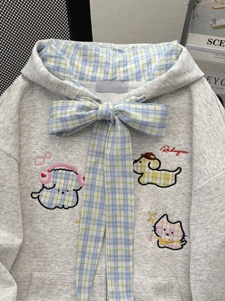 Fall Cartoon Cute Hoodies Wome - Vintage Zip Hoodie ulasan dan harga
