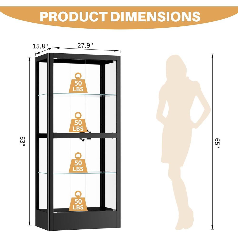 4-Sided Lockable Glass Display - Collectible Collection ulasan dan harga