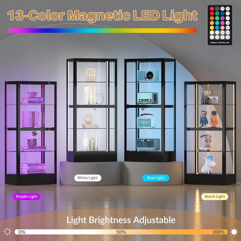 4-Sided Lockable Glass Display - Collectible Collection ulasan dan harga