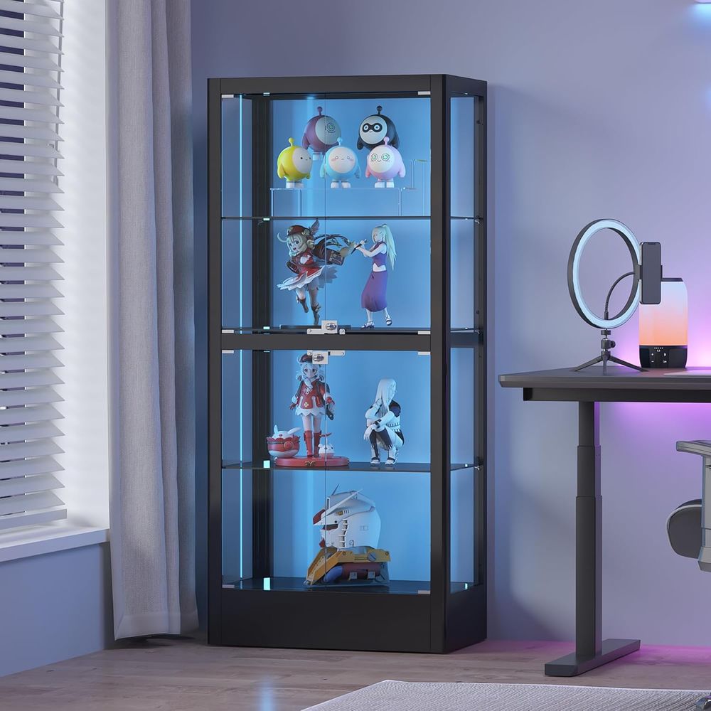 4-Sided Lockable Glass Display - Collectible Collection ulasan dan harga