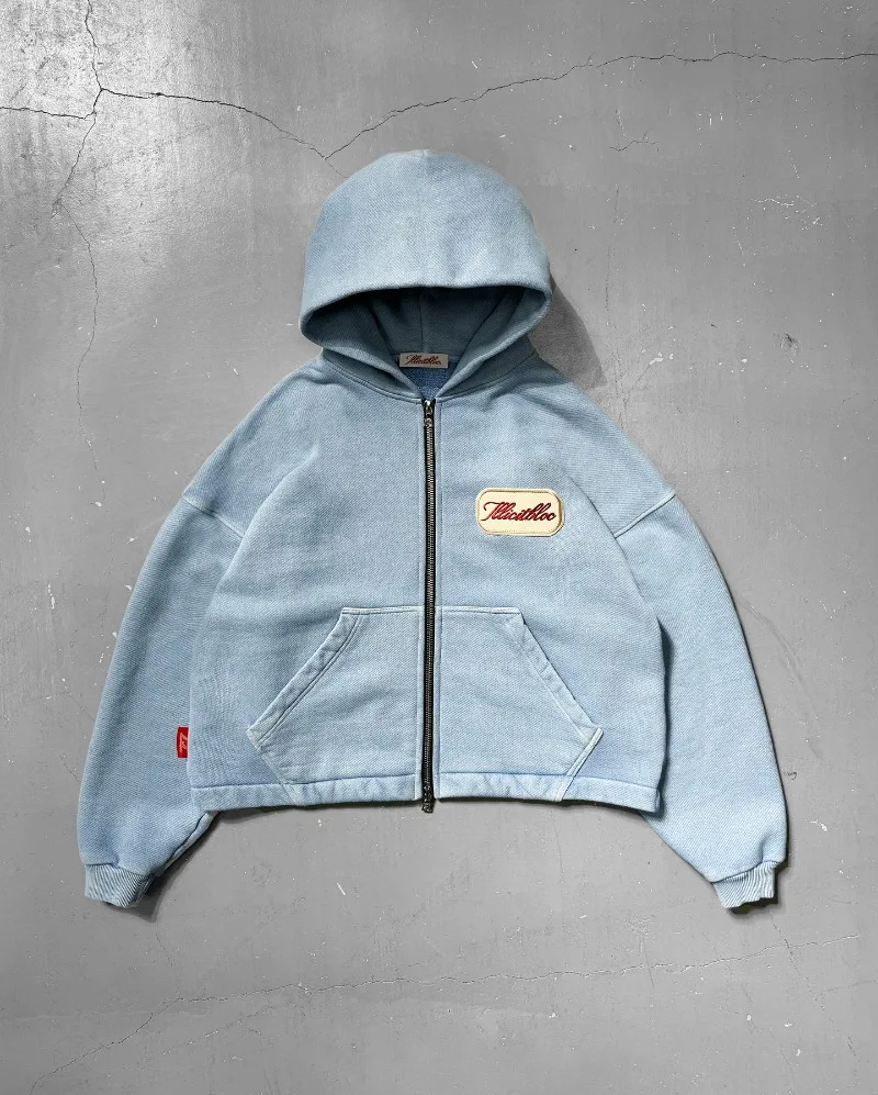 Y2K Fashion New Letter Embroid - Vintage Zip Hoodie ulasan dan harga