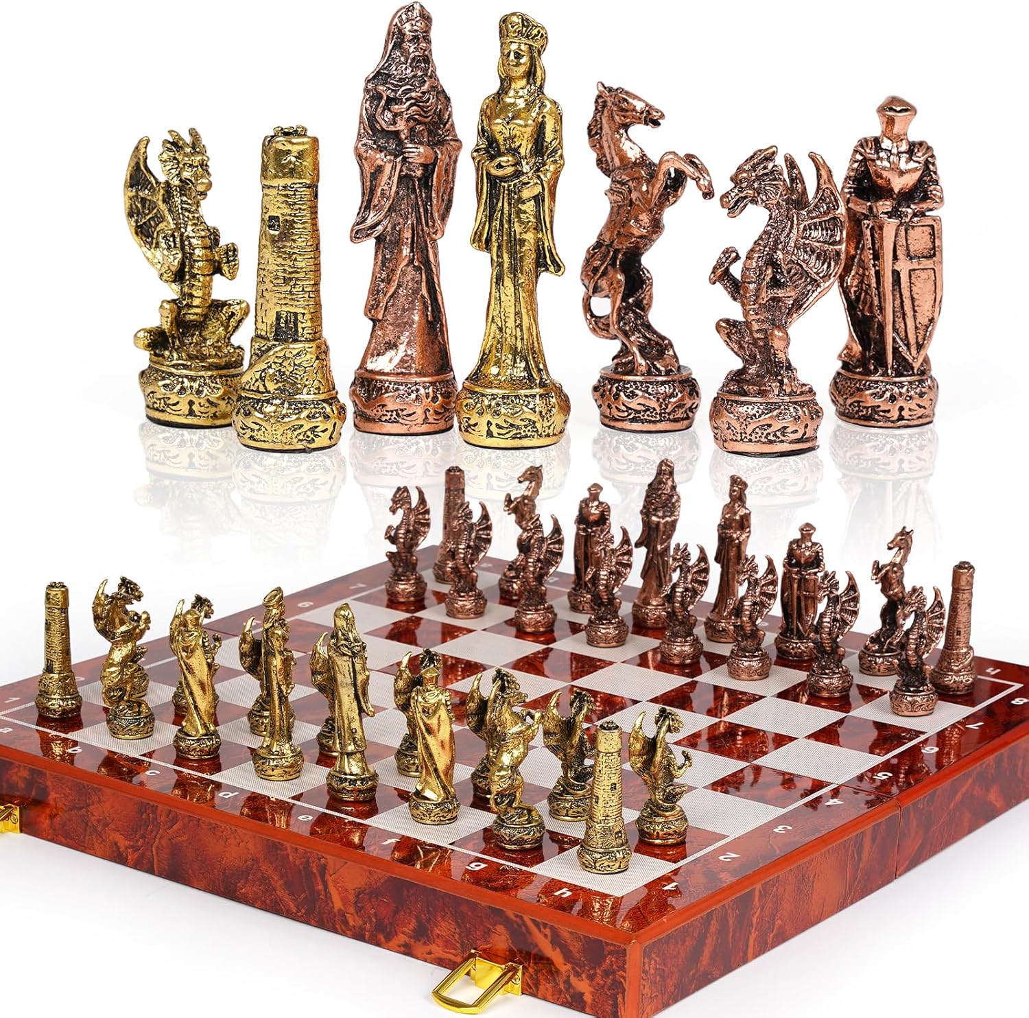 Vintage Metal Chess Set 15'' W - Vintage Collectible Board Games ulasan dan harga