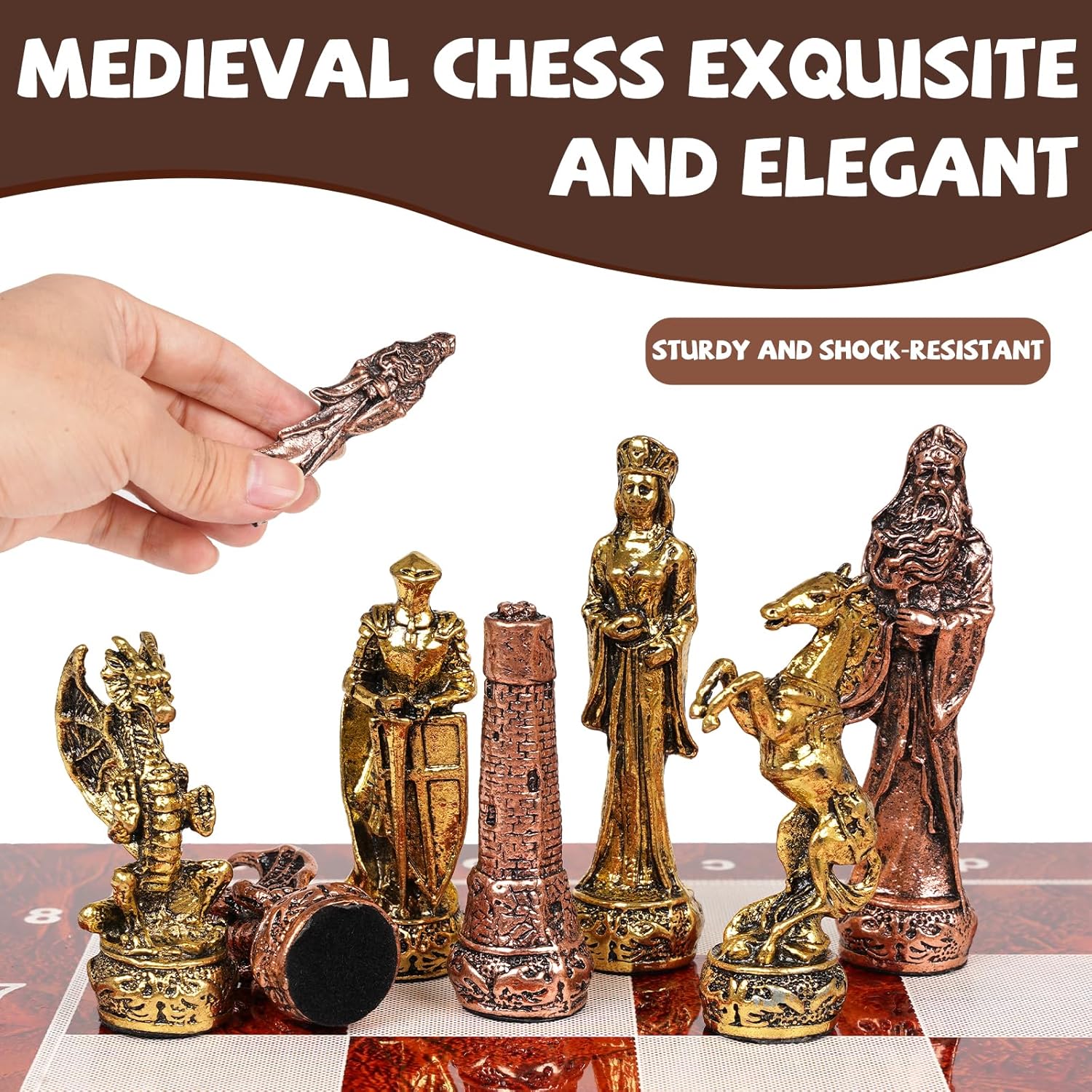 Vintage Metal Chess Set 15'' W - Vintage Collectible Board Games ulasan dan harga