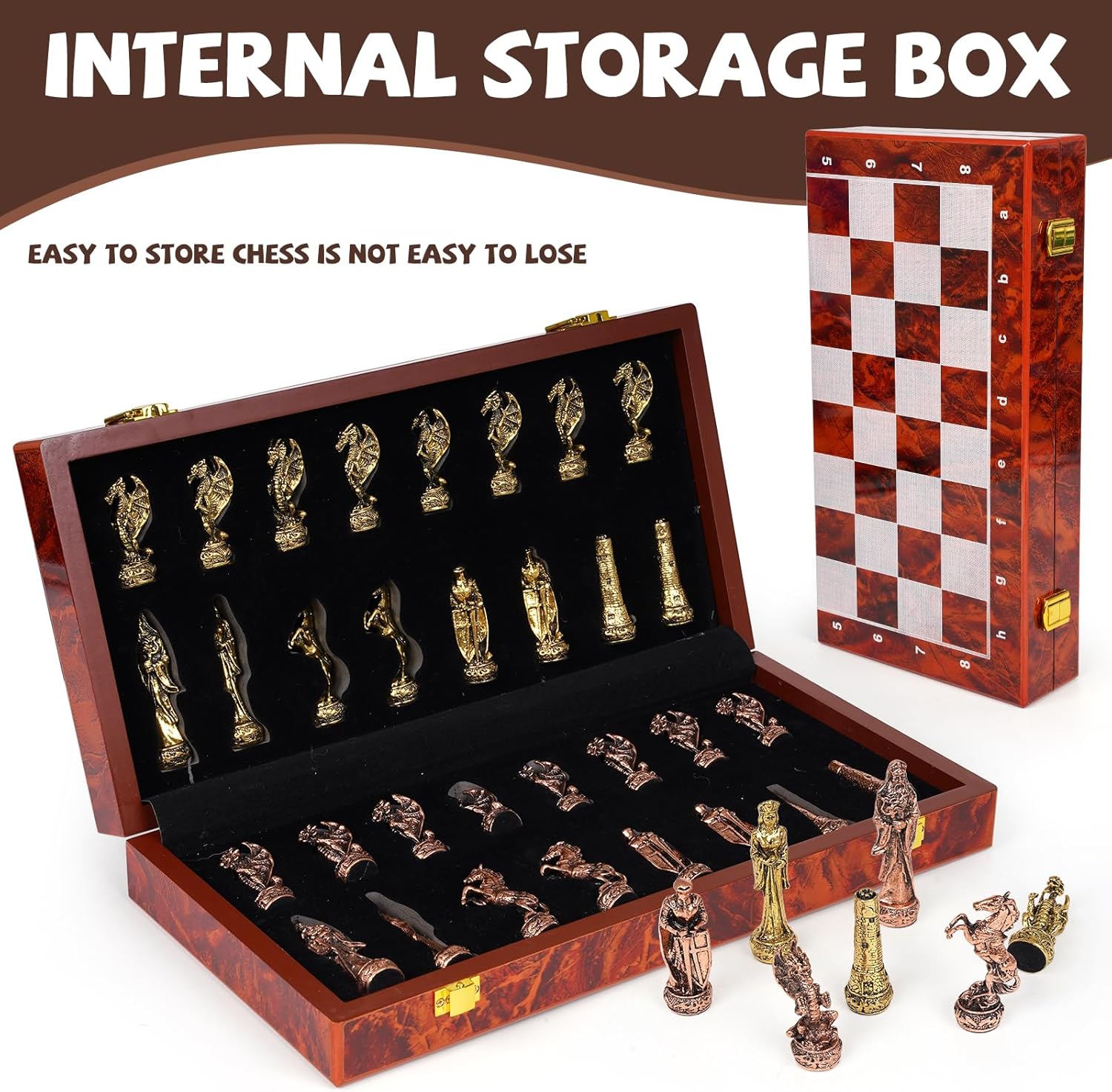 Vintage Metal Chess Set 15'' W - Vintage Collectible Board Games ulasan dan harga