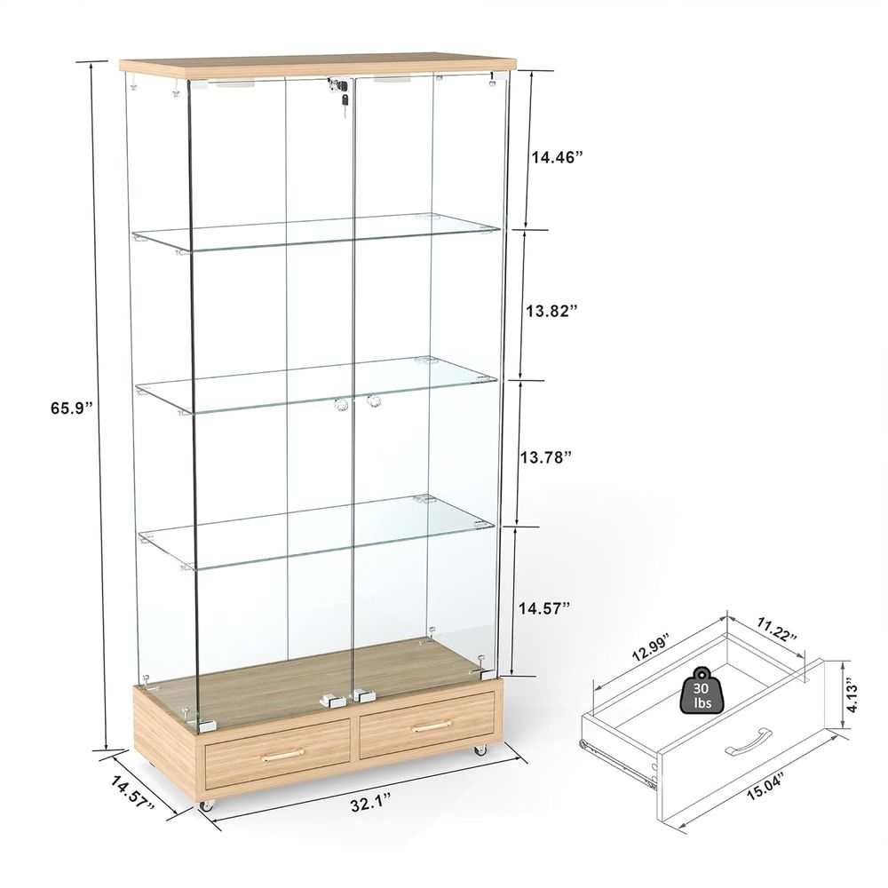 4-Tier Glass Cabinet with LED  - Collectible Collection ulasan dan harga