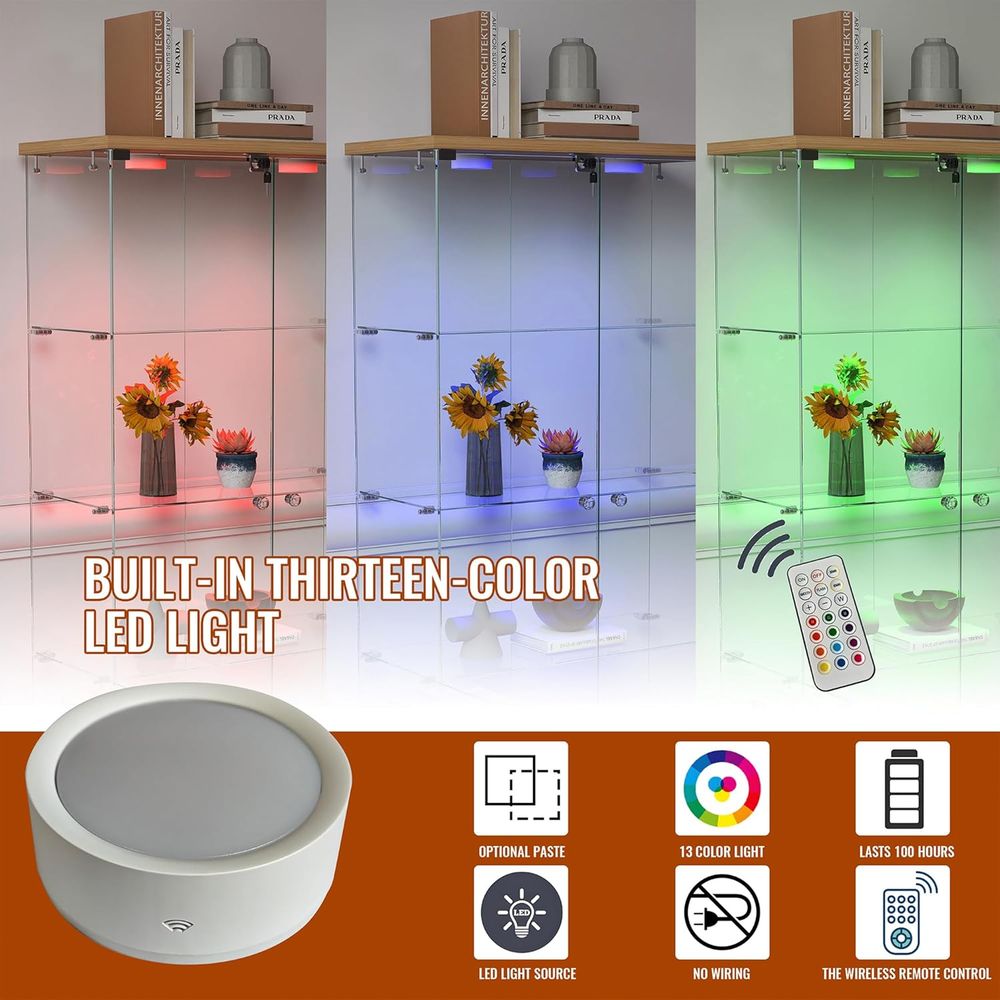 4-Tier Glass Cabinet with LED  - Collectible Collection ulasan dan harga
