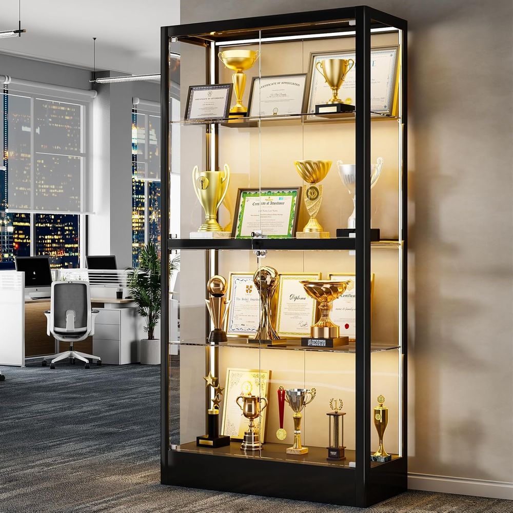 65 H 4-Tier Glass Display Cabi - Collectible Collection ulasan dan harga