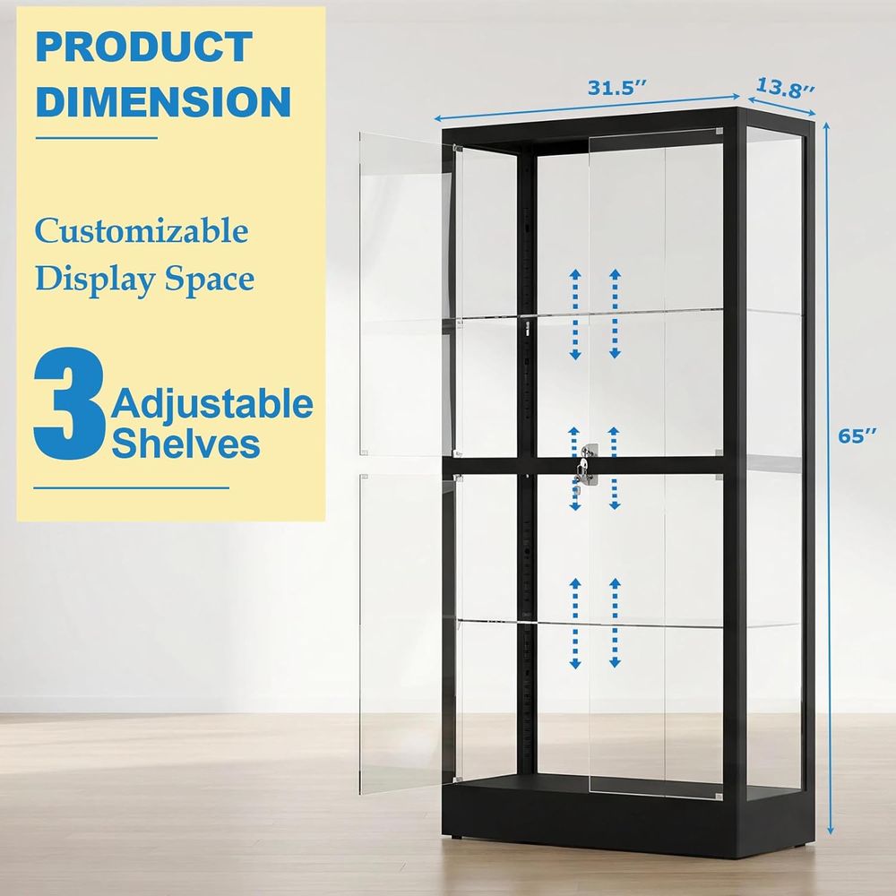 65 H 4-Tier Glass Display Cabi - Collectible Collection ulasan dan harga