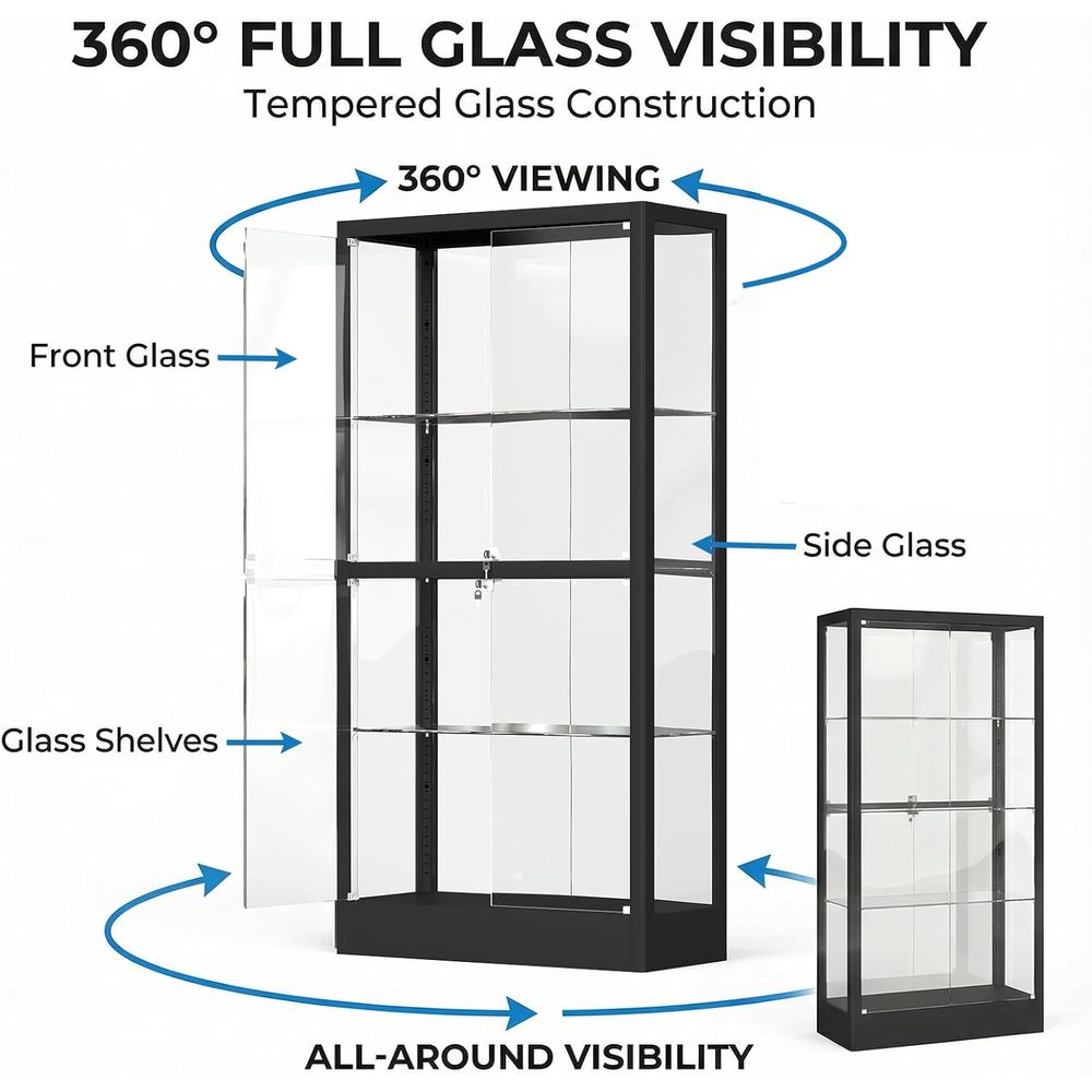 65 H 4-Tier Glass Display Cabi - Collectible Collection ulasan dan harga